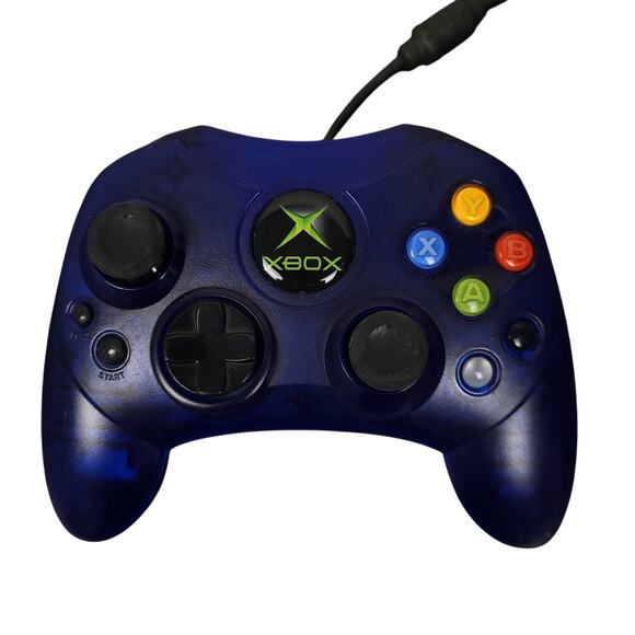 Original Microsoft Xbox Controller Type S Wired Translucent Blue OEM - Picture 1 of 6